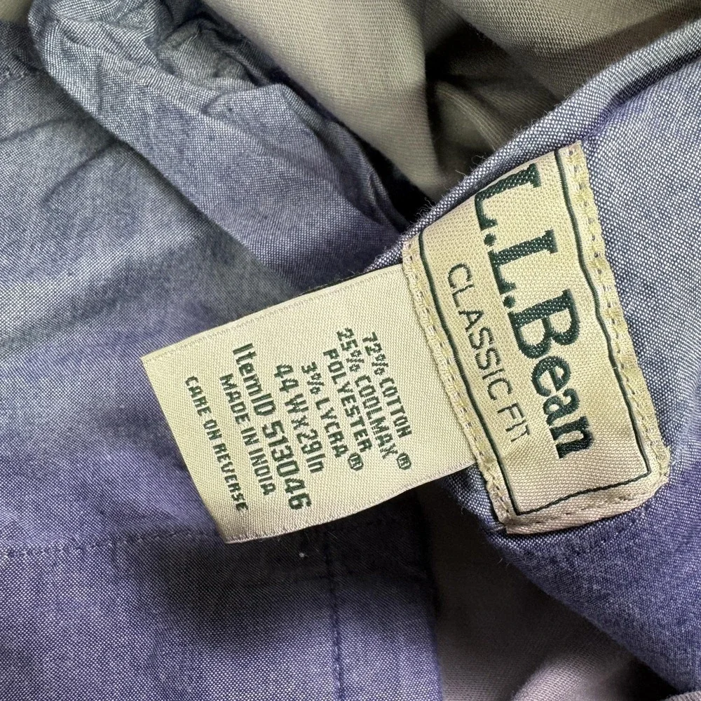 L.L. Bean Pants Mens 44x29 Gray Classic Fit Chino Stretch Casual City Pockets